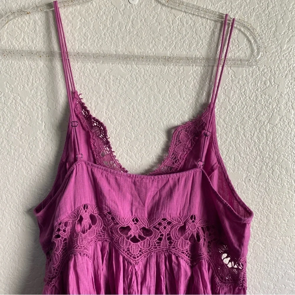 Free People Ilektra Slip Mini Dress Dahlia Mauve Magenta Boho Coquette NEW